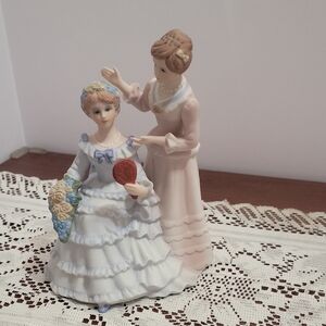 Vintage Homco Porcelain Mother & Daughter Wedding Figurine